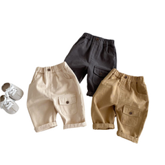 Boys Solid Basic Pocket Overalls Trousers