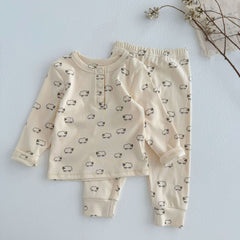 Cartoon Sheep Animal Printed Cotton Pajamas for Boys Girls