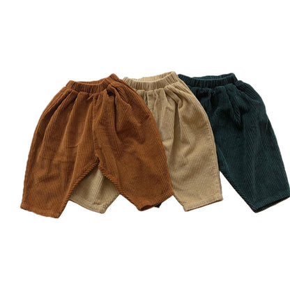 Children's Corduroy Pants Spring Autumn New Boys And Girls Thick Casual Trousers