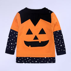 Children's Halloween Pumpkin Set Baby Long Sleeve Pants Hat Cape Costume