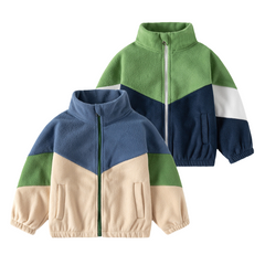 Children's Polar Fleece Contrast Color Stand Collar Jacket Coat