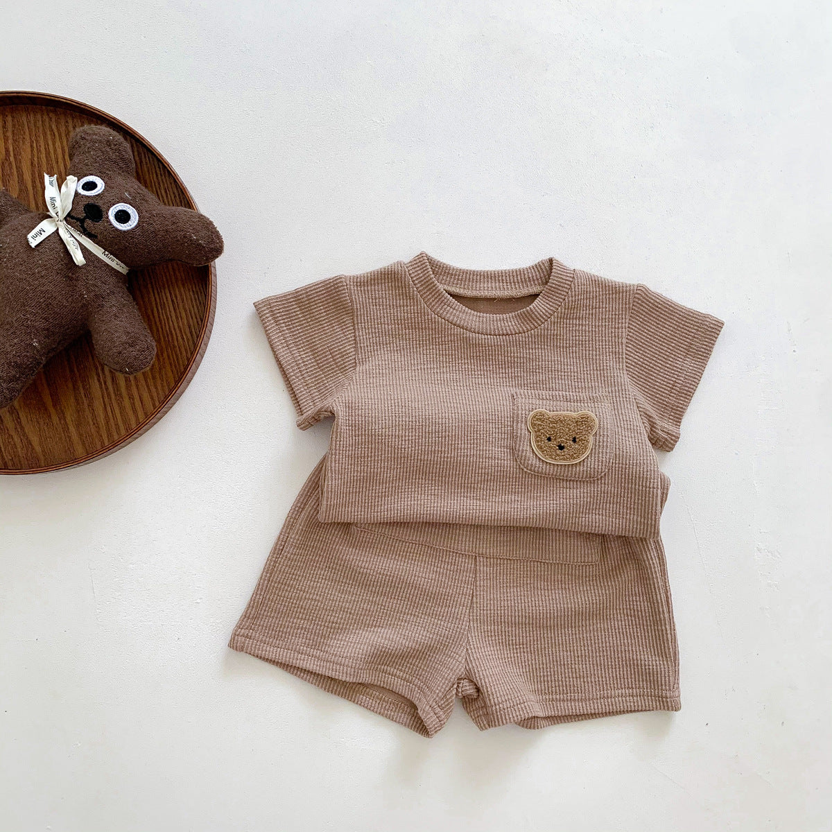 Cute Bear Round Neck Pullover Kids Casual Suit