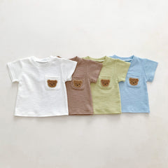 Cute Bear Round Neck Pullover Kids Casual Suit