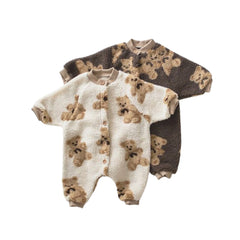 Barboteuse bébé Sherpa en peluche ours brun mignon