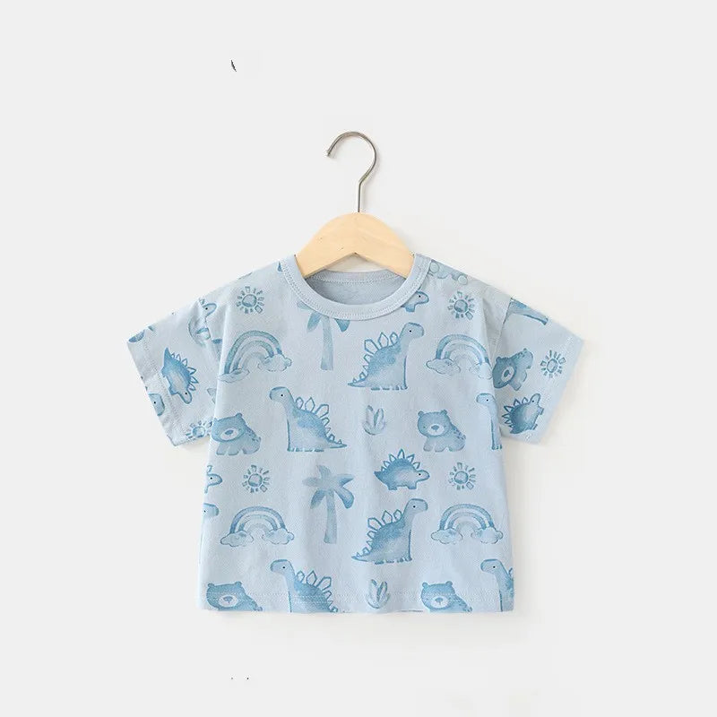 Cute Cartoon Boys Girls Universal Print T-shirt