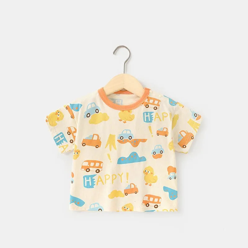 Cute Cartoon Boys Girls Universal Print T-shirt