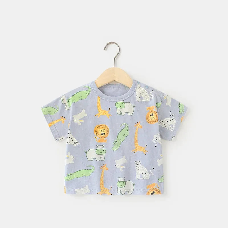 Cute Cartoon Boys Girls Universal Print T-shirt