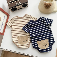 Cute Embroidery Bear Baby Bodysuit