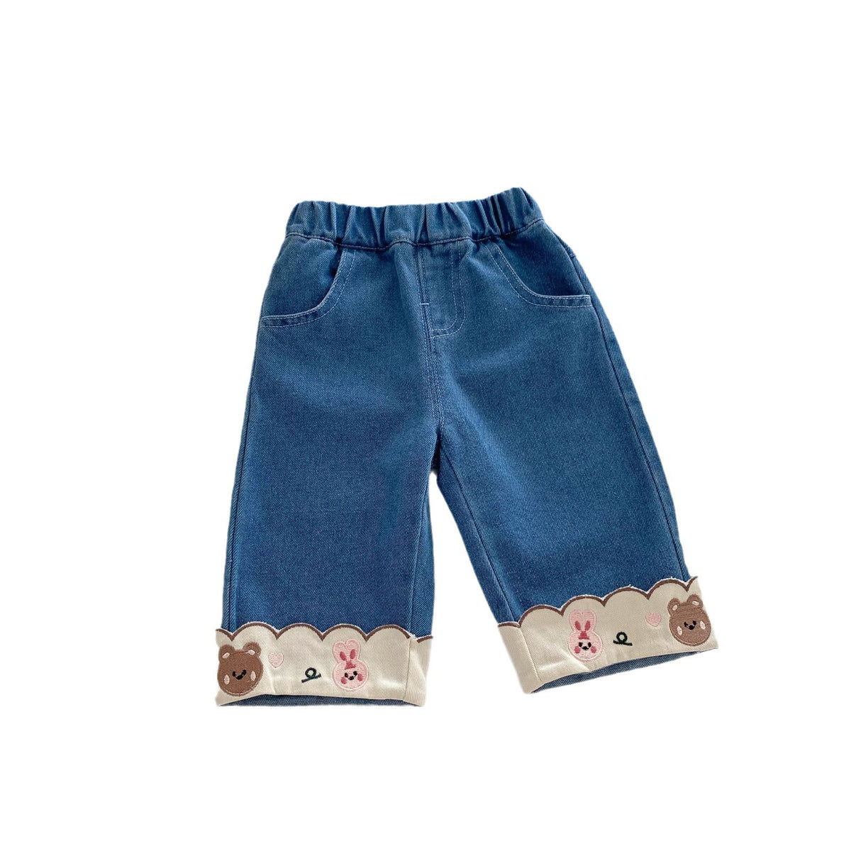 Cute Cartoon Animal Embroidery Girls Jeans