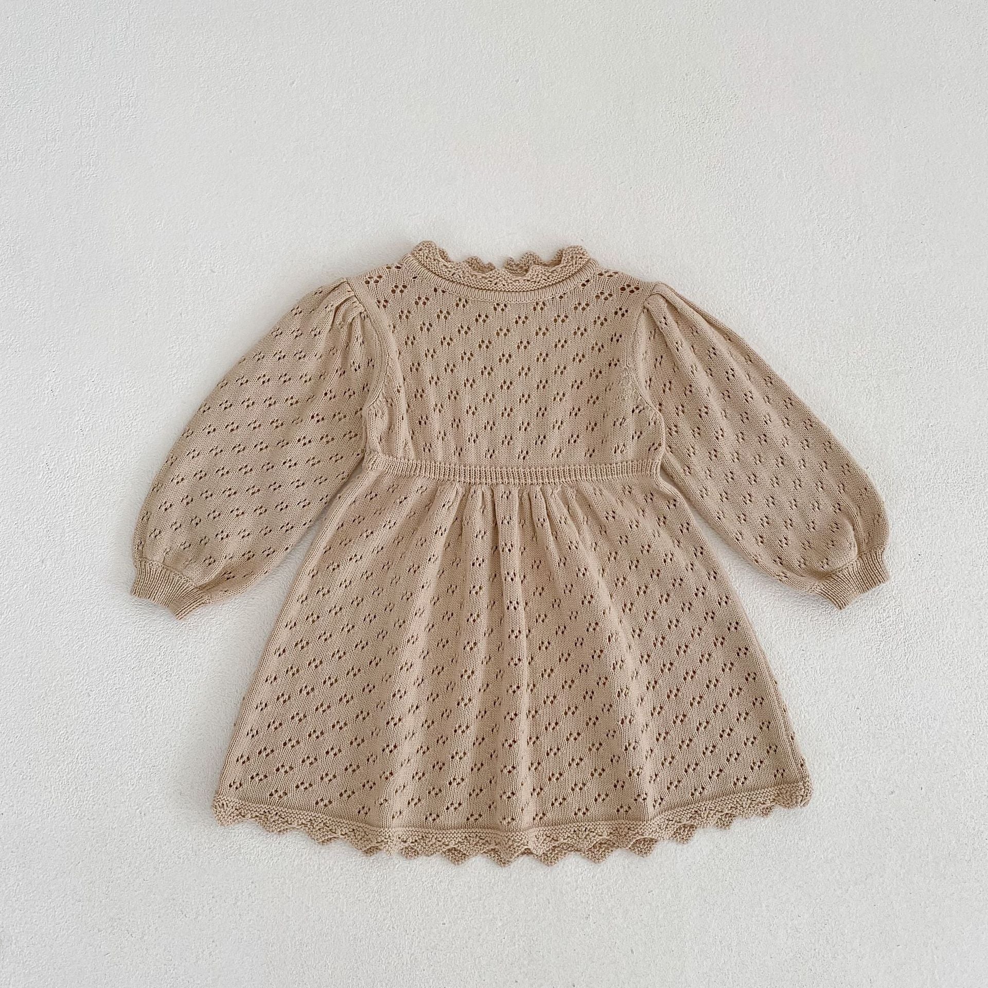 Robe de princesse tricotée pour filles, haut à manches bouffantes, barboteuse pour sœur, nouvelle collection