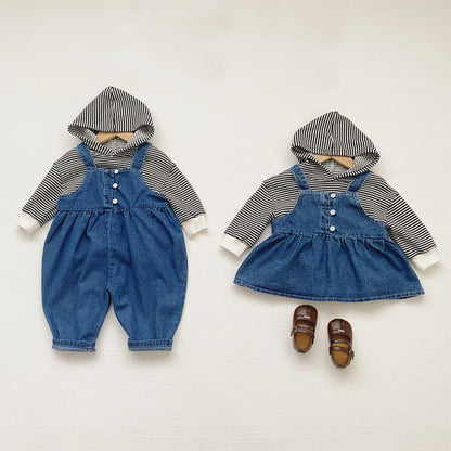 Family Matching Sibling Matching Denim Outfits for Baby Boys Girls