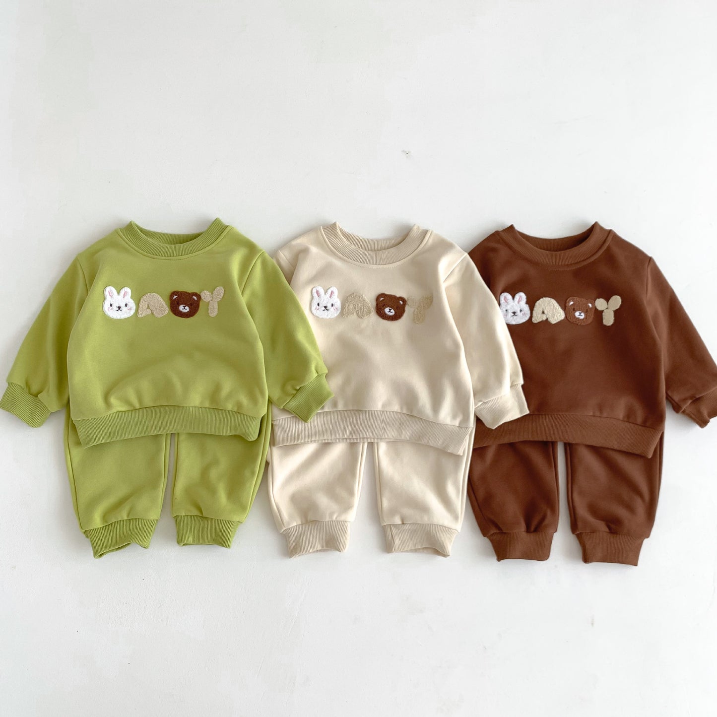 Kids Casual Set Cute Bear Alphabet Baby Boys and Girls Long Sleeve 2-Piece Baby Clothes