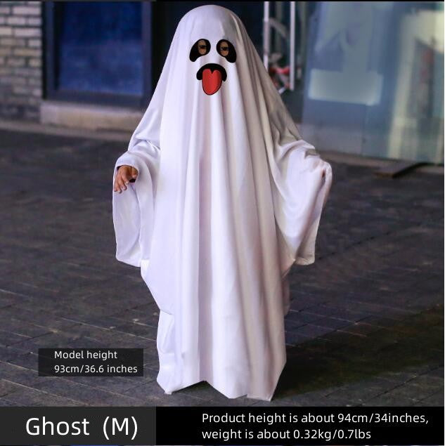 Ghost Poncho Halloween Scary Ghost Cape for Kids Ghost Face M