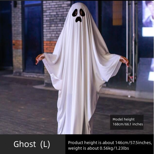 Ghost Poncho Halloween Scary Ghost Cape for Kids Ghost L