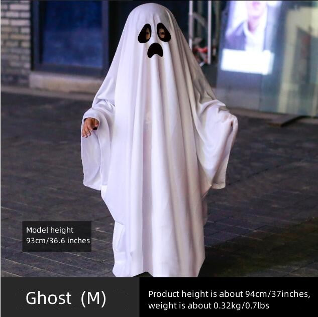 Ghost Poncho Halloween Scary Ghost Cape for Kids Ghost M