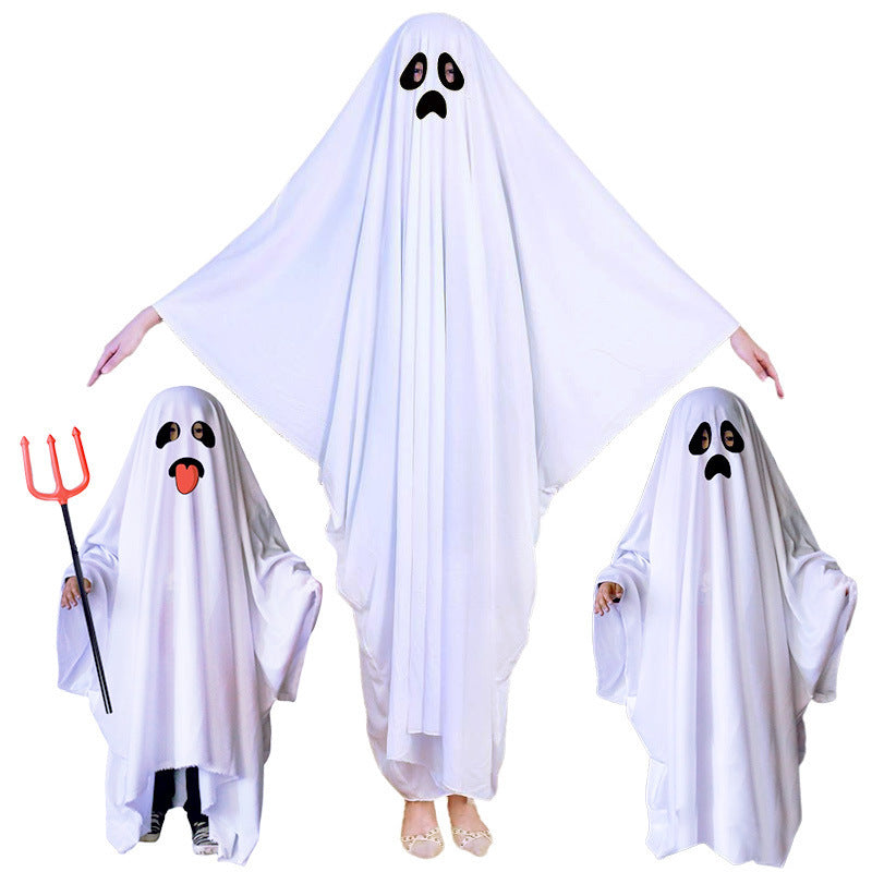 Ghost Poncho Halloween Scary Ghost Cape for Kids Adults