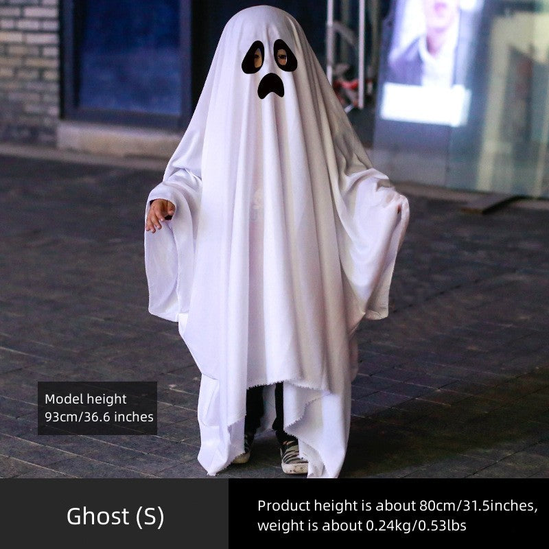 Ghost Poncho Halloween Scary Ghost Cape for Kids Ghost S