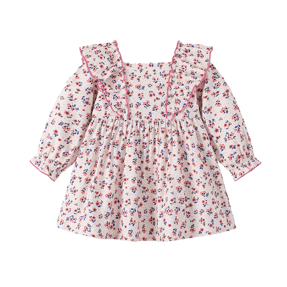 Robe florale pour filles, robes longues décontractées à volants