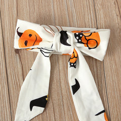 Girls Ghost Pumpkin Halloween Dress With Headband