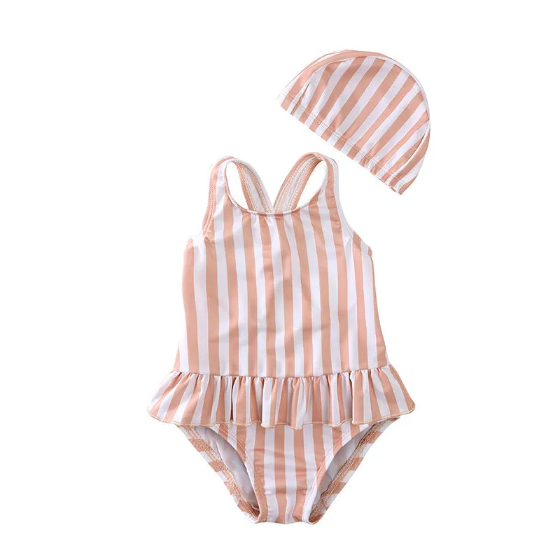 Girls Polka Dot Cute Jumpsuit Princess Swimsuit