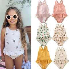 Girls Polka Dot Cute Jumpsuit Princess Swimsuit