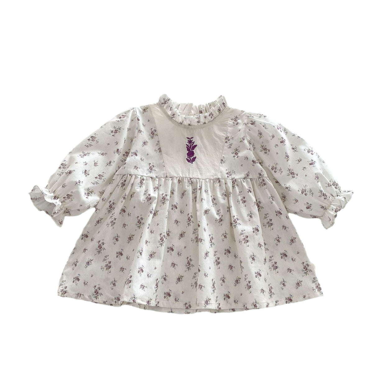 Girls Embroidered Flower Long Sleeve Dress