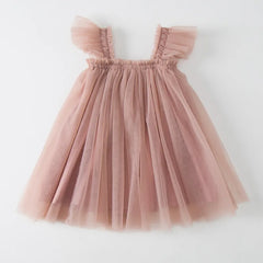 Girls' Mesh Tulle Dress with Flying Sleeves