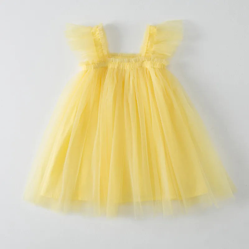 Girls' Mesh Tulle Dress with Flying Sleeves