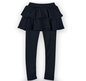Girls School Uniform Pants Ruffle Skirt Pants Warm Black Leggings with Skirt