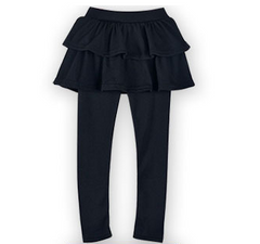 Girls School Uniform Pants Ruffle Skirt Pants Warm Black Leggings with Skirt