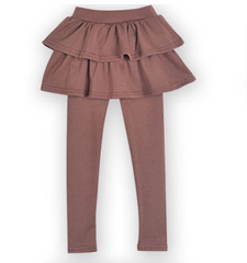 Girls School Uniform Pants Ruffle Skirt Pants Warm Coffee Leggings with Skirt