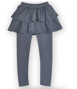 Girls School Uniform Pants Ruffle Skirt Pants Warm Gray Leggings with Skirt