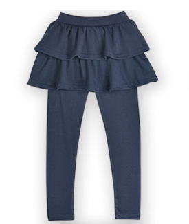 Girls School Uniform Pants Ruffle Skirt Pants Warm Navy Leggings with Skirt