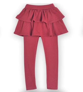 Girls School Uniform Pants Ruffle Skirt Pants Warm Red Leggings with Skirt