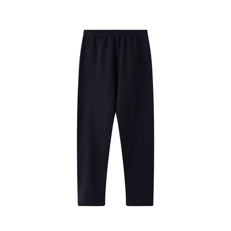 Girls' Solid Color Spring and Autumn Cotton Black Leggings Trousers Pants