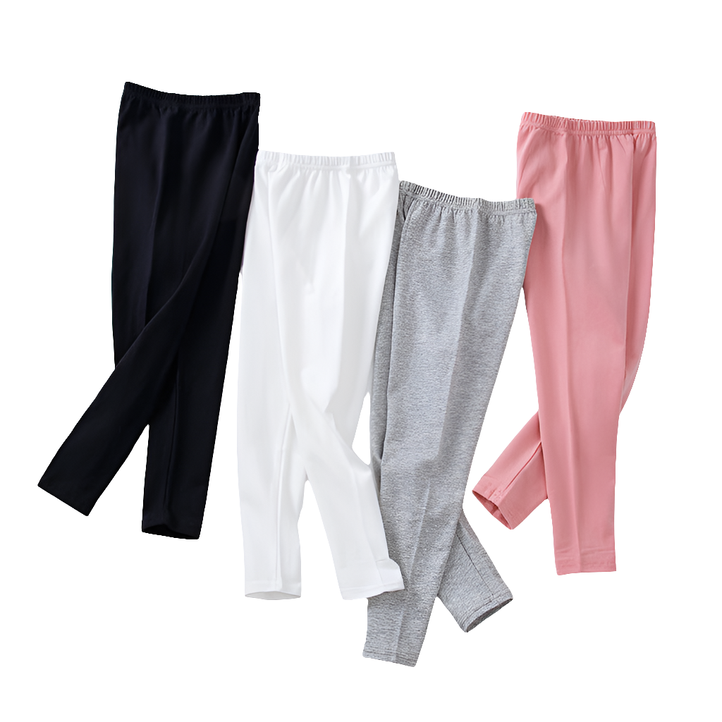 Girls' Solid Color Spring and Autumn Cotton Leggings Trousers Pants