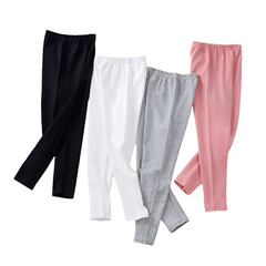 Girls' Solid Color Spring and Autumn Cotton Leggings Trousers Pants
