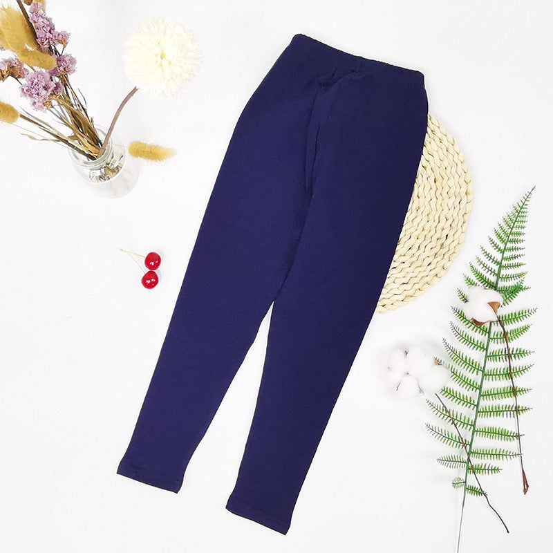 Girls' Solid Color Spring and Autumn Cotton Navy Leggings Trousers Pants