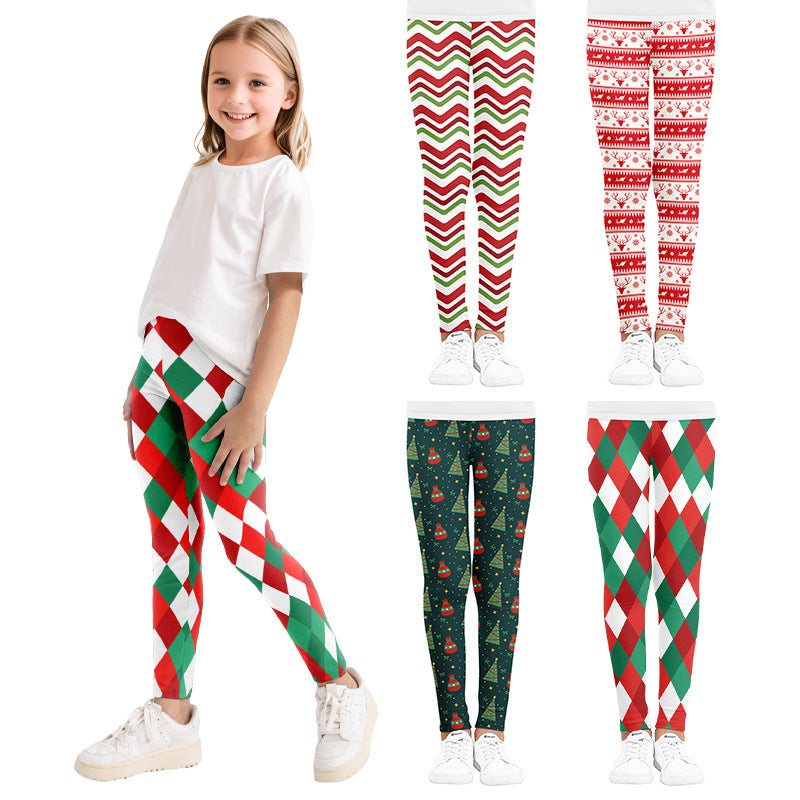 Girls' and Toddler Christmas Cartoon Print Leggings