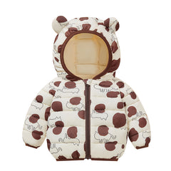 Girls and Toddlers' Lightweight Water-Resistant Packable Hooded Puffer Cat Jacket