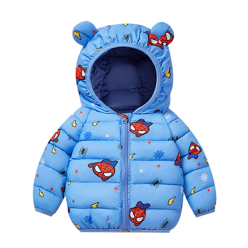 Girls and Toddlers' Lightweight Water-Resistant Packable Hooded Puffer Spider-Man Jacket