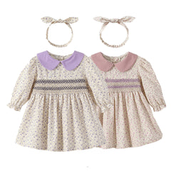 Robes longues en coton fleuri pour filles, vêtements pour filles avec bandeau