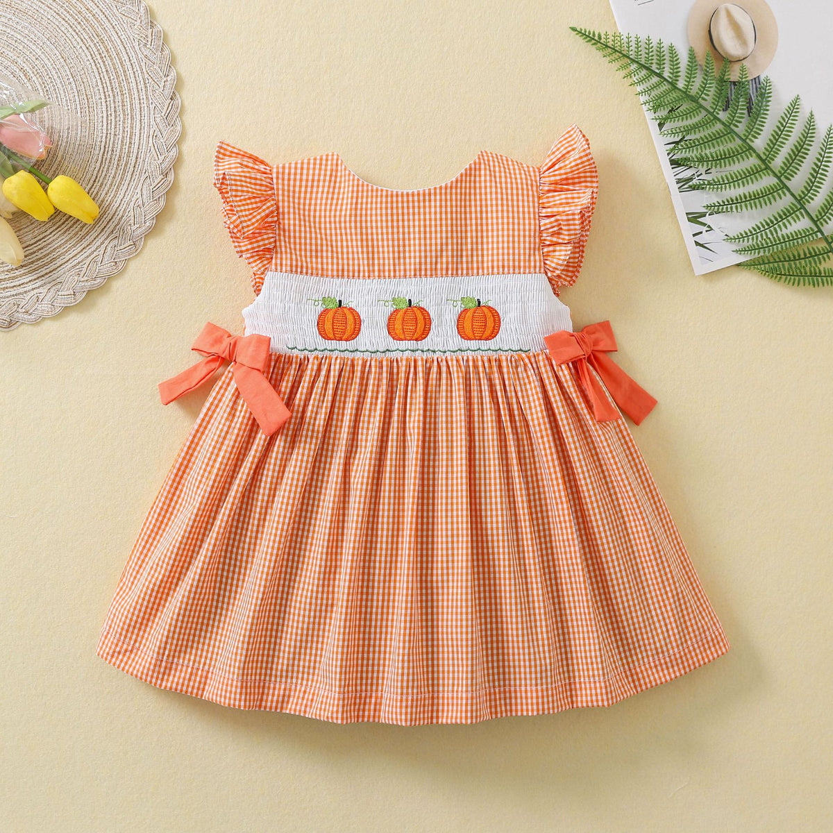 Halloween Embroidered Pumpkin Girls Pearl Dress