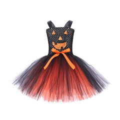 Halloween Pumpkin Strap Tulle Tutu Twirl Dress for Toddler Girls Costume