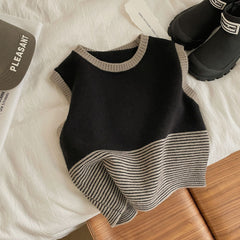 Infant Toddler Baby Boy Girl Colorblock Sweater Vest Stripe