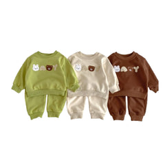 Kids Casual Set Cute Bear Alphabet Baby Boys and Girls Long Sleeve 2-Piece Baby Clothes