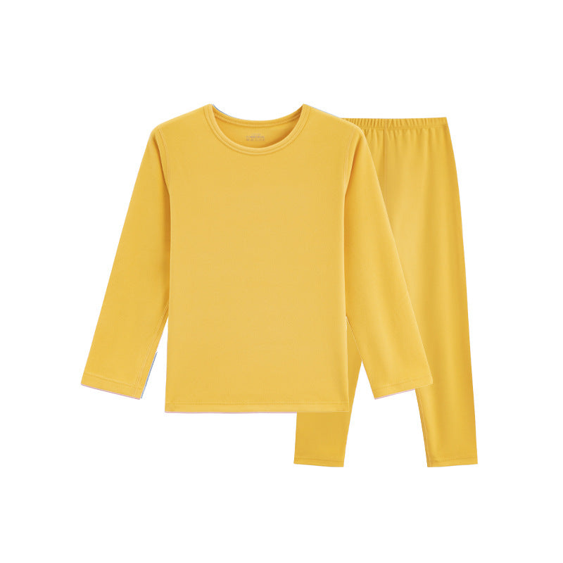 Kids Pajamas Boys & Girls Yellow Solid Colors 2 Piece Pajama Set