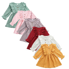 Kids Toddler Baby Girl Ruffle Long Sleeve Dress Princess Party Dress Fall Winter Skirt Outfit