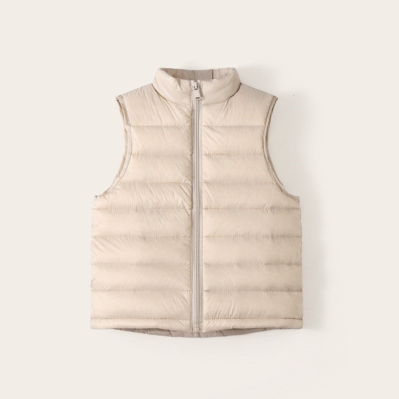 Kids and Toddlers' Lightweight Water-Resistant Packable Puffer Cream Vest