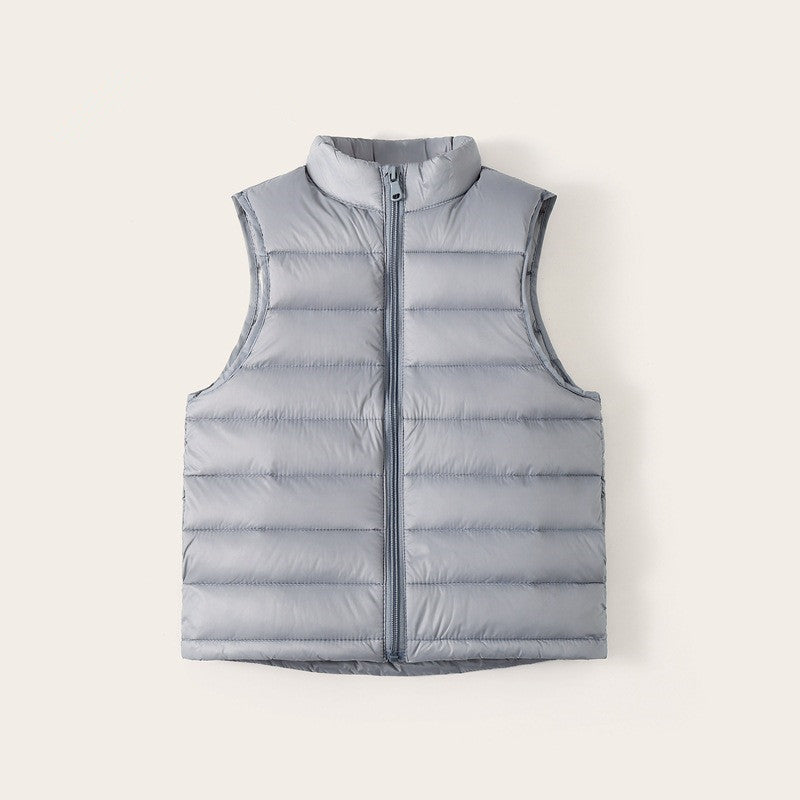 Kids and Toddlers' Lightweight Water-Resistant Packable Puffer Gray Vest